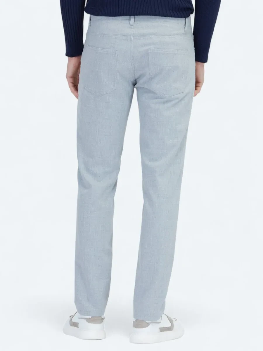 Gri Dokuma Slim Fit Casual Pantolon - 4