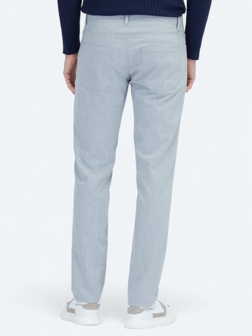Gri Dokuma Slim Fit Casual Pantolon - 4