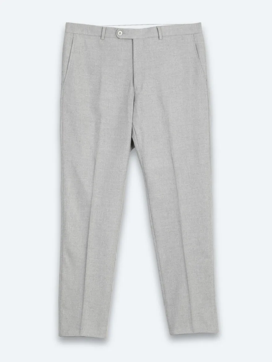 Gri Düz Dokuma Fitted Fit Klasik Pantolon - 7