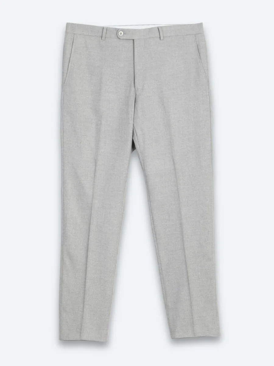 Gri Düz Dokuma Fitted Fit Klasik Pantolon - 7