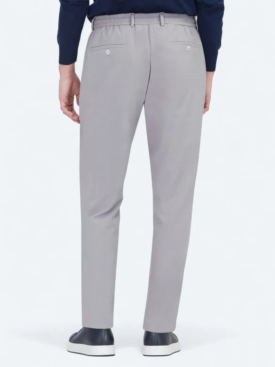 Gri Düz Dokuma Jogging Fit Casual Pantolon - 5