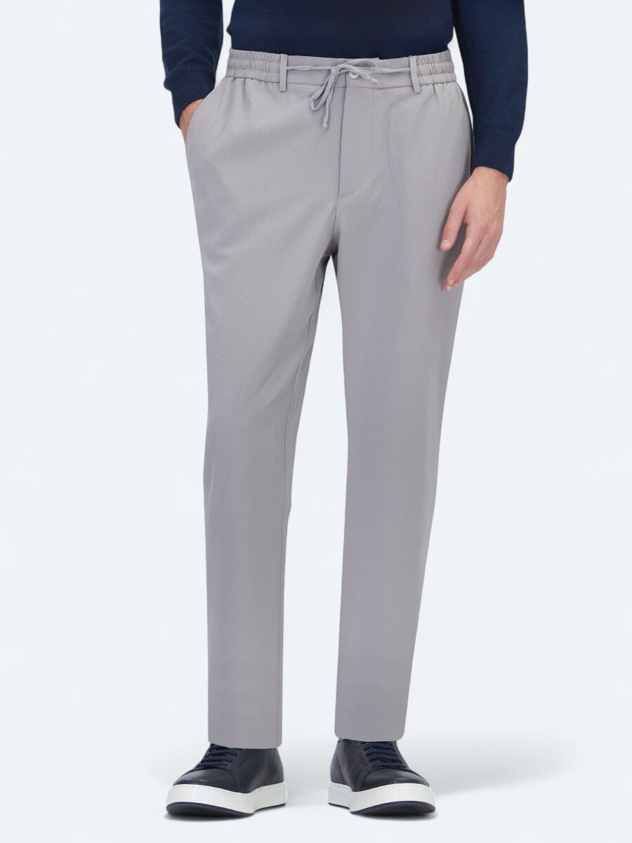 Gri Düz Dokuma Jogging Fit Casual Pantolon - 2