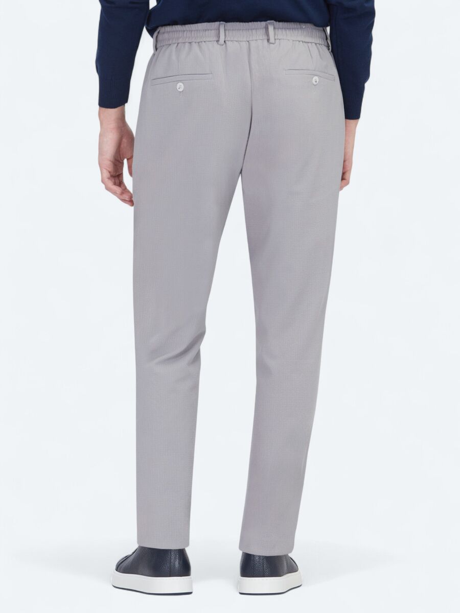 Gri Düz Dokuma Jogging Fit Casual Pantolon - 5