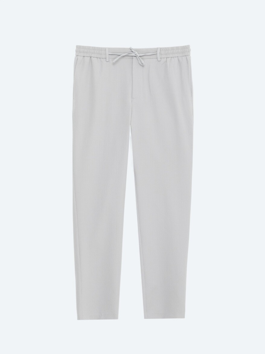 Gri Düz Dokuma Jogging Fit Casual Pantolon - 6