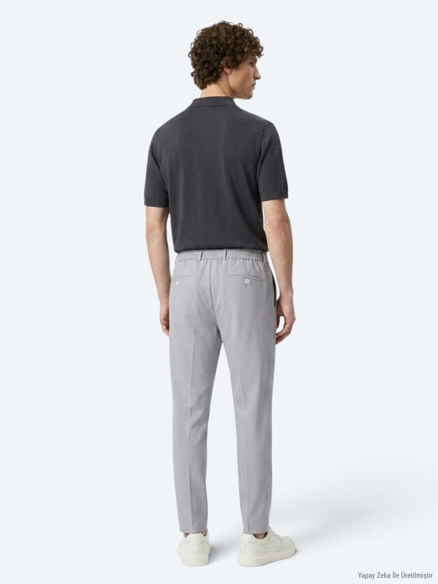 Gri Düz Dokuma Jogging Fit Casual Pantolon - 5
