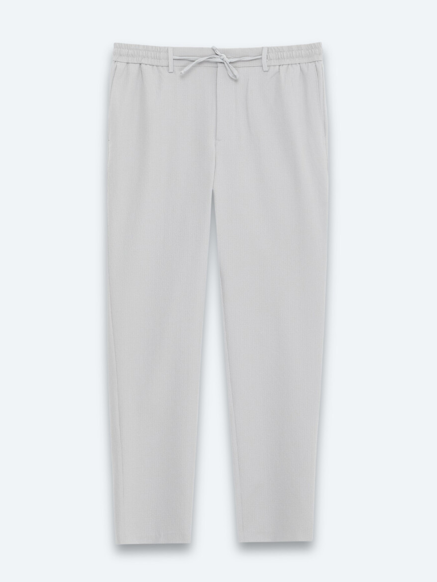 Gri Düz Dokuma Jogging Fit Casual Pantolon - 6