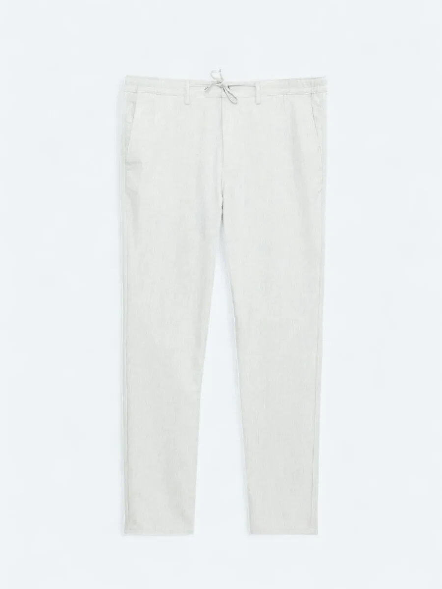 Gri Düz Dokuma Jogging Fit Casual Pantolon - 1