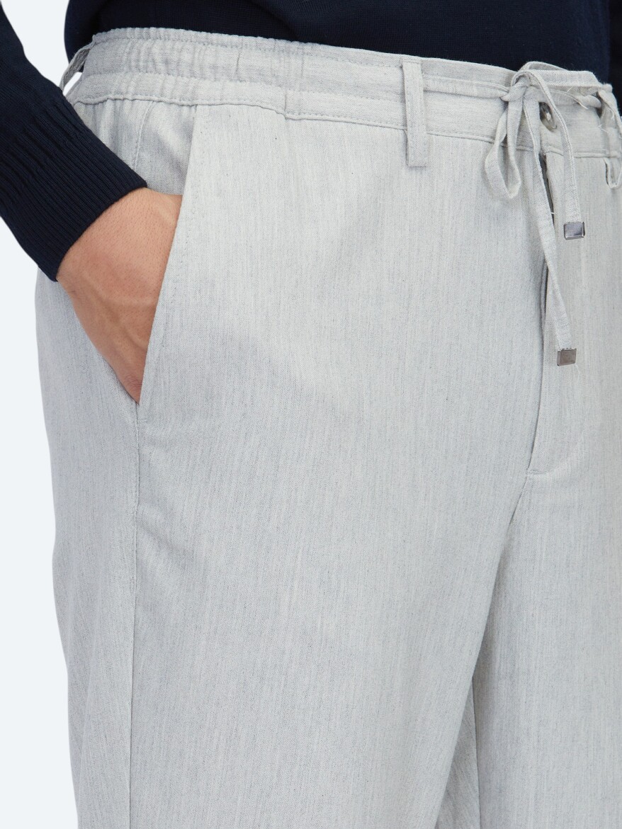 Gri Düz Dokuma Jogging Fit Casual Pantolon - 3