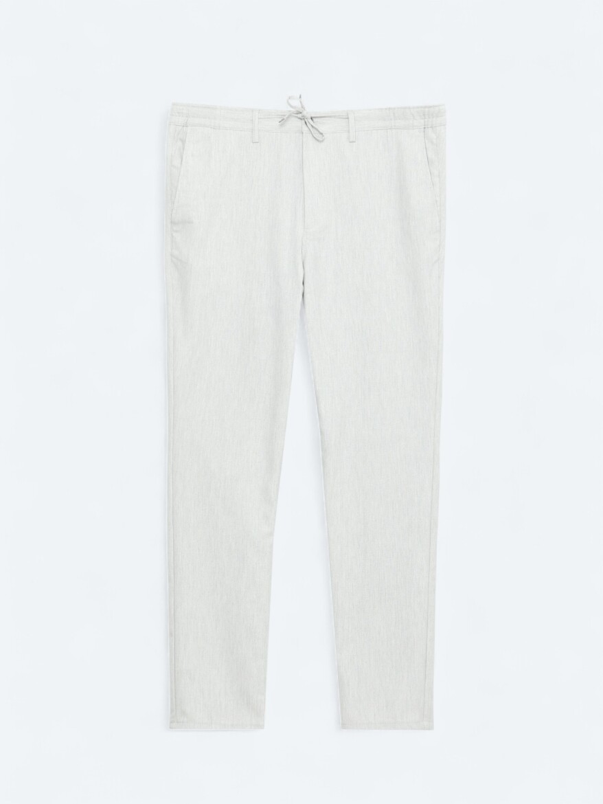 Gri Düz Dokuma Jogging Fit Casual Pantolon - 5