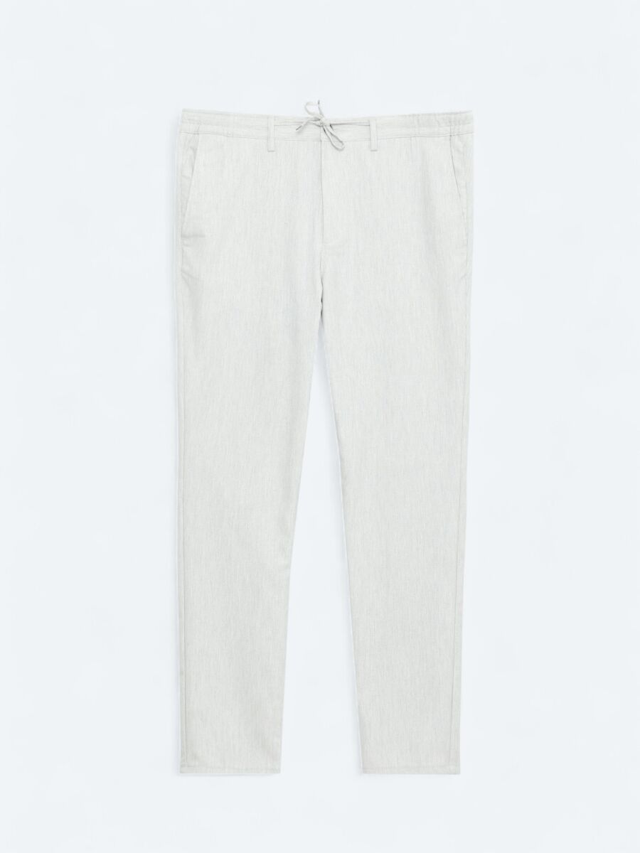 Gri Düz Dokuma Jogging Fit Casual Pantolon - 5