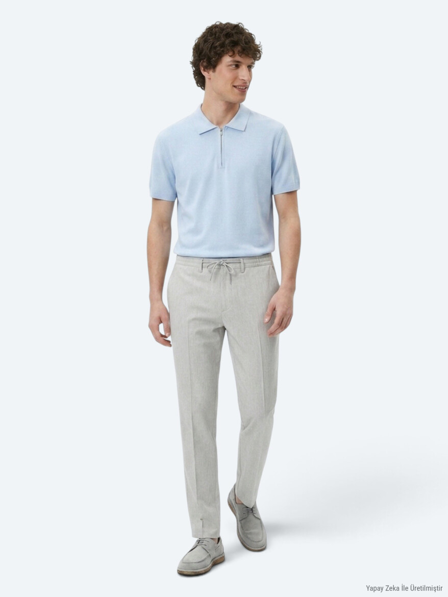 Gri Düz Dokuma Jogging Fit Casual Pantolon - 4