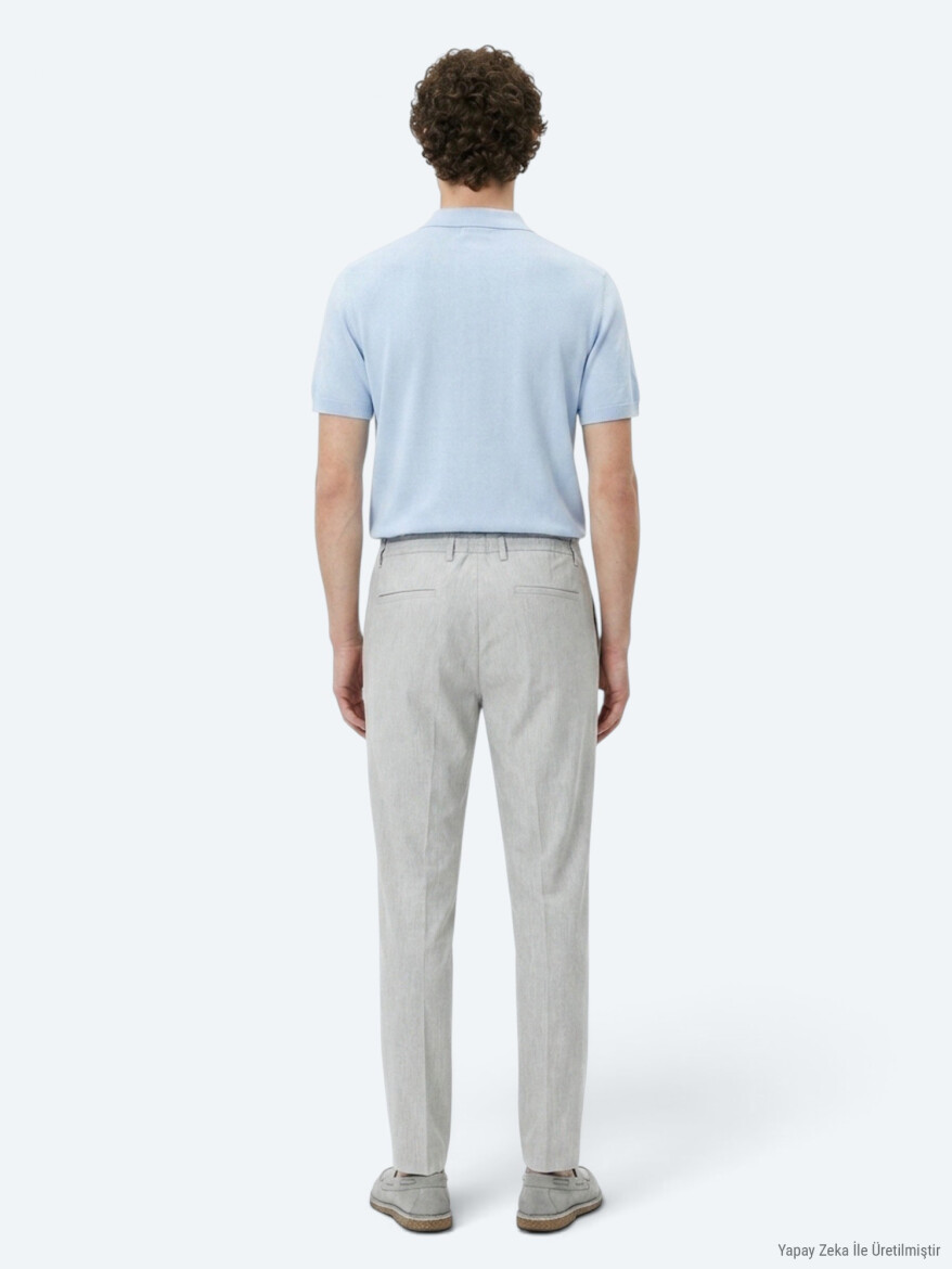 Gri Düz Dokuma Jogging Fit Casual Pantolon - 5