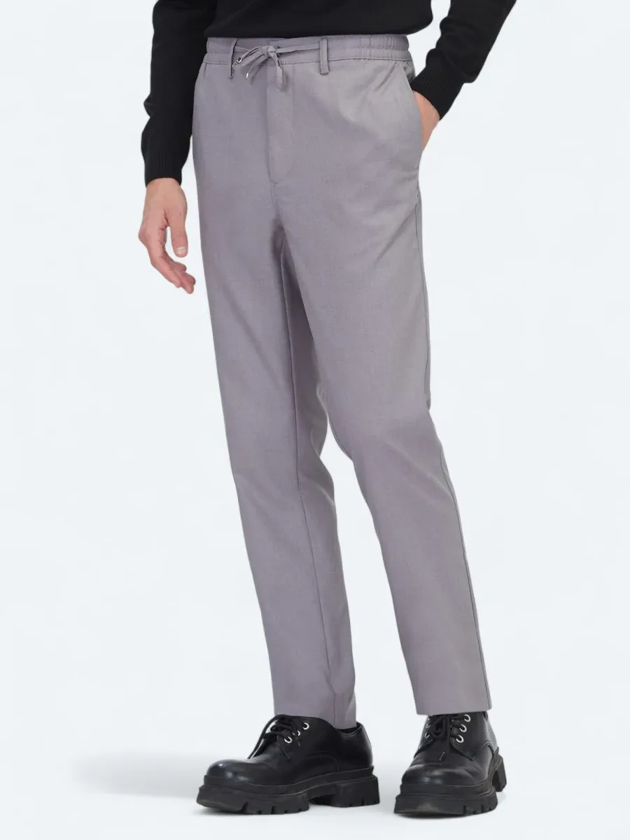 Gri Düz Dokuma Jogging Fit Casual Pantolon - 3