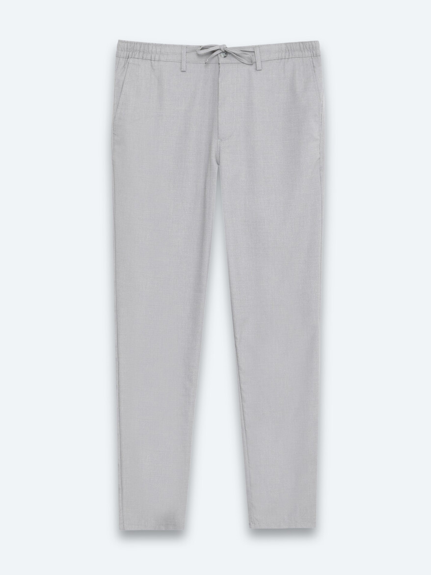 Gri Düz Dokuma Jogging Fit Casual Pantolon - 6