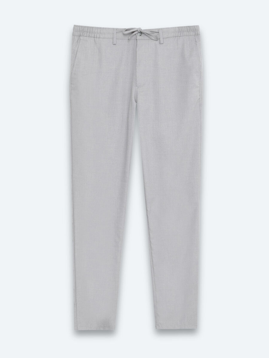 Gri Düz Dokuma Jogging Fit Casual Pantolon - 6