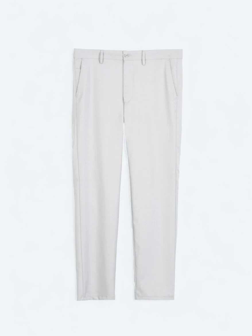 Gri Düz Dokuma Regular Fit Casual Pantolon - 1