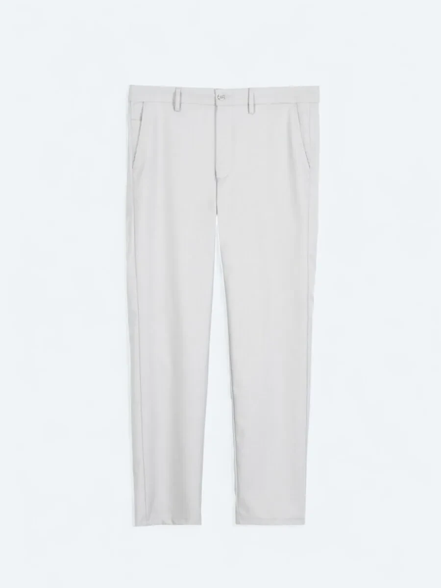 Gri Düz Dokuma Regular Fit Casual Pantolon - 1