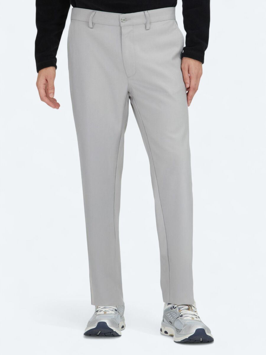 Gri Düz Dokuma Regular Fit Casual Pantolon - 2