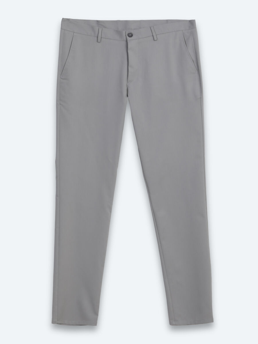 Gri Dokuma Slim Fit Casual Pantolon - 5