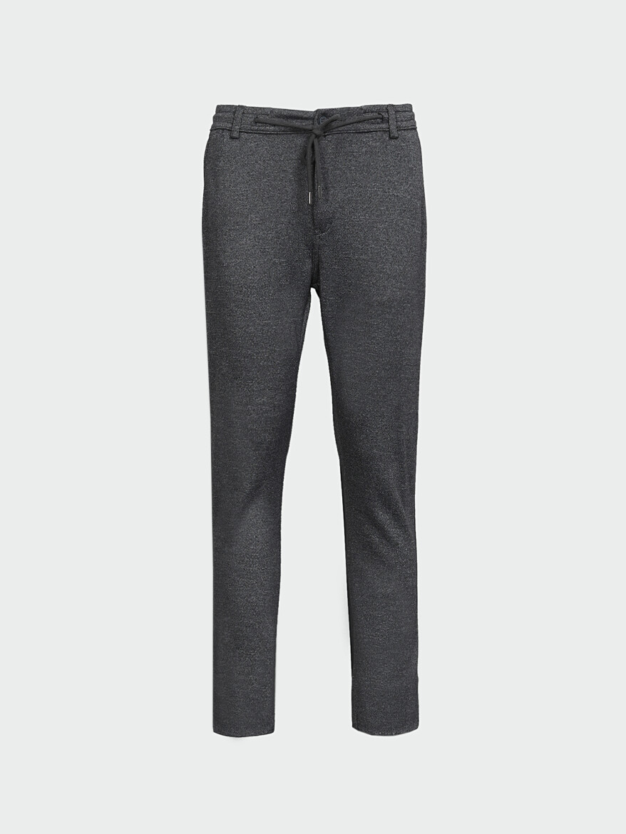 Gri Düz Dokuma Slim Fit Smart Casual Pamuk Karışımlı Pantolon - 4