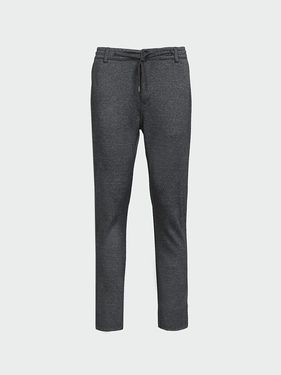 Gri Düz Dokuma Slim Fit Smart Casual Pamuk Karışımlı Pantolon - 4