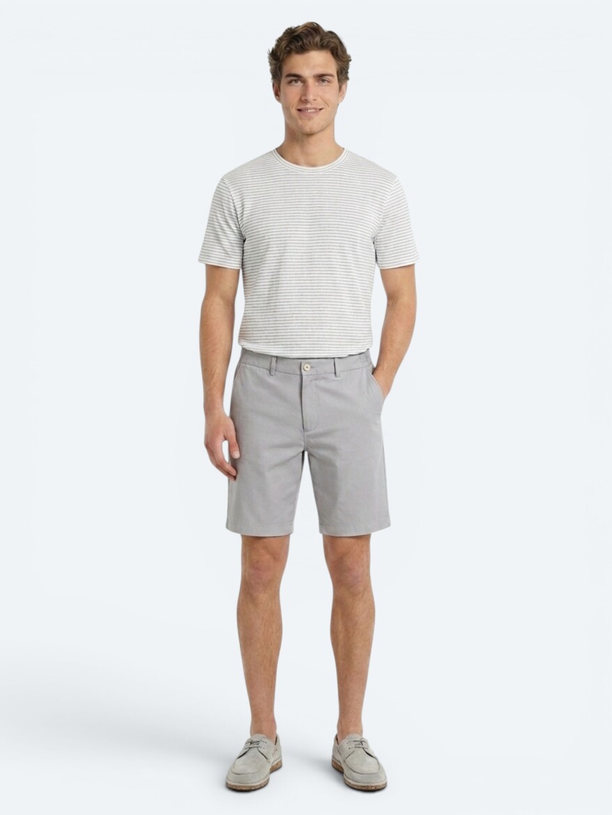 Gri Düz Kumaş Jogging Fit Casual Bermuda - KİP