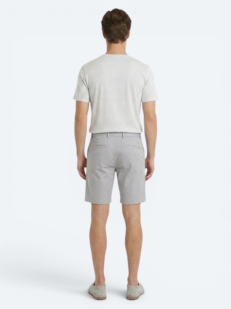 Gri Düz Kumaş Jogging Fit Casual Bermuda - 5