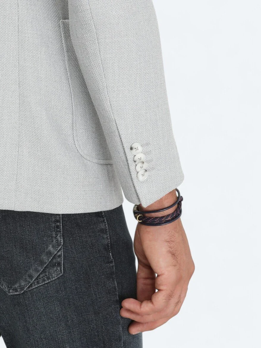 Gri Düz Modern Fit Ceket - 6