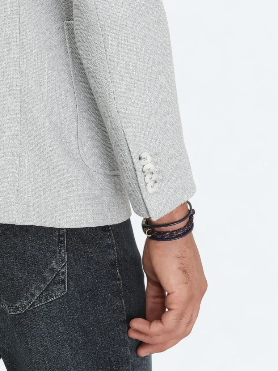 Gri Düz Modern Fit Ceket - 6