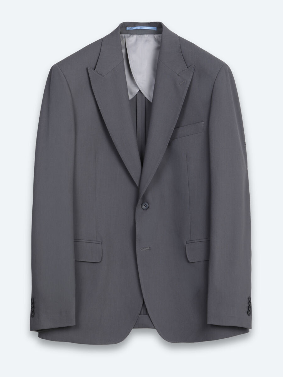 Gri Düz Modern Fit Takım Elbise - 6