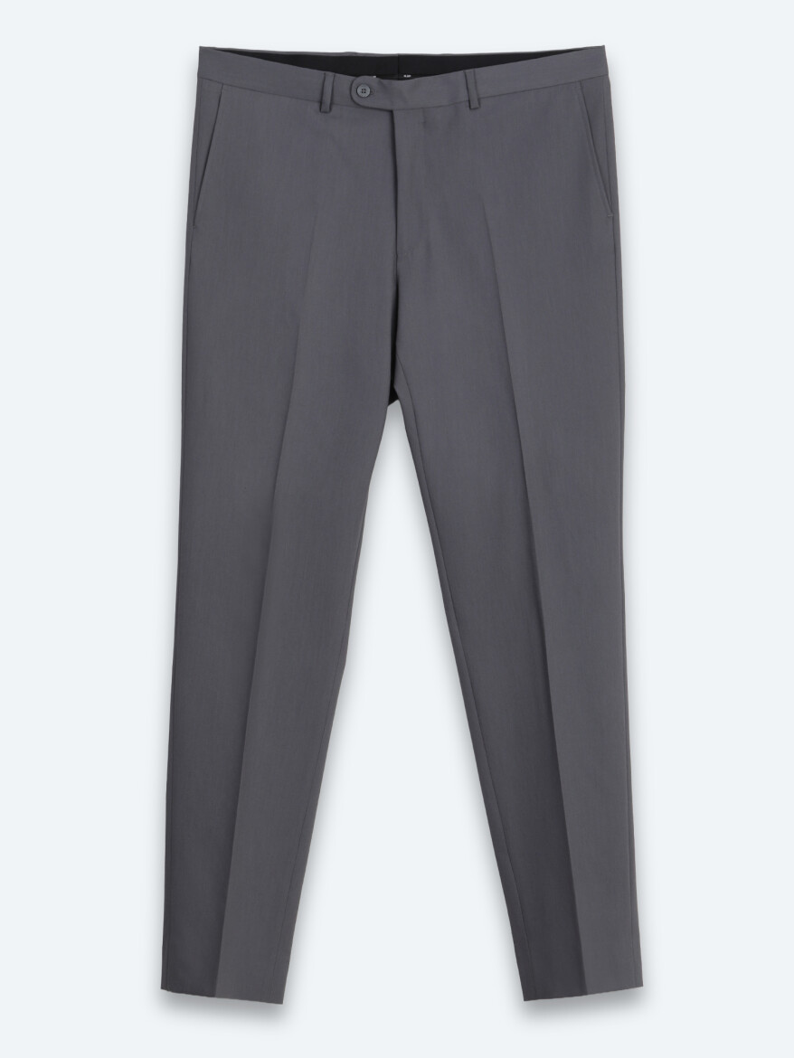 Gri Düz Modern Fit Takım Elbise - 7