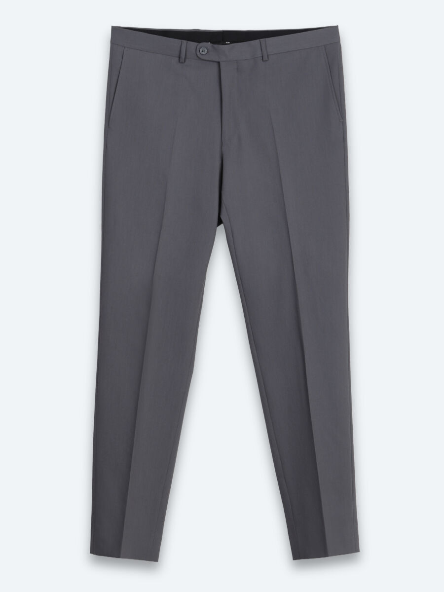 Gri Düz Modern Fit Takım Elbise - 7