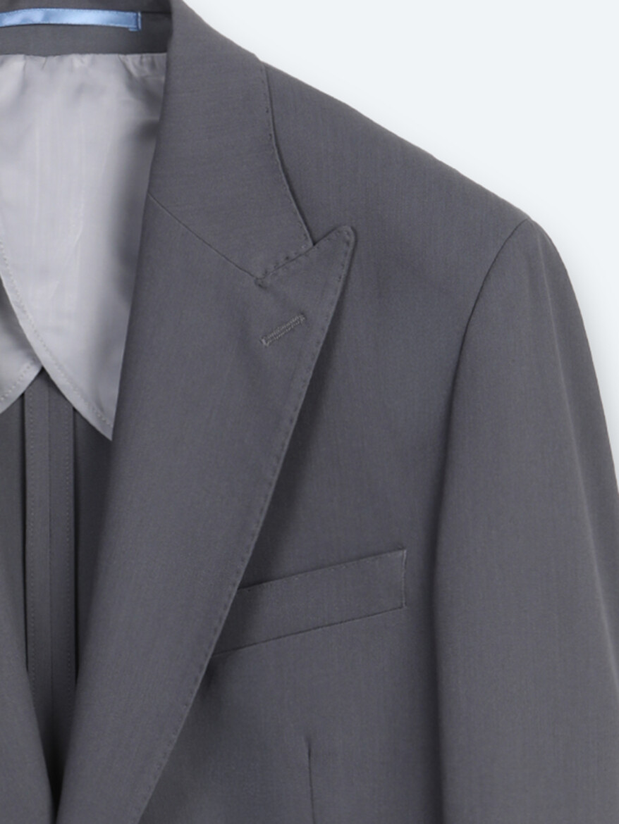 Gri Düz Modern Fit Takım Elbise - 8