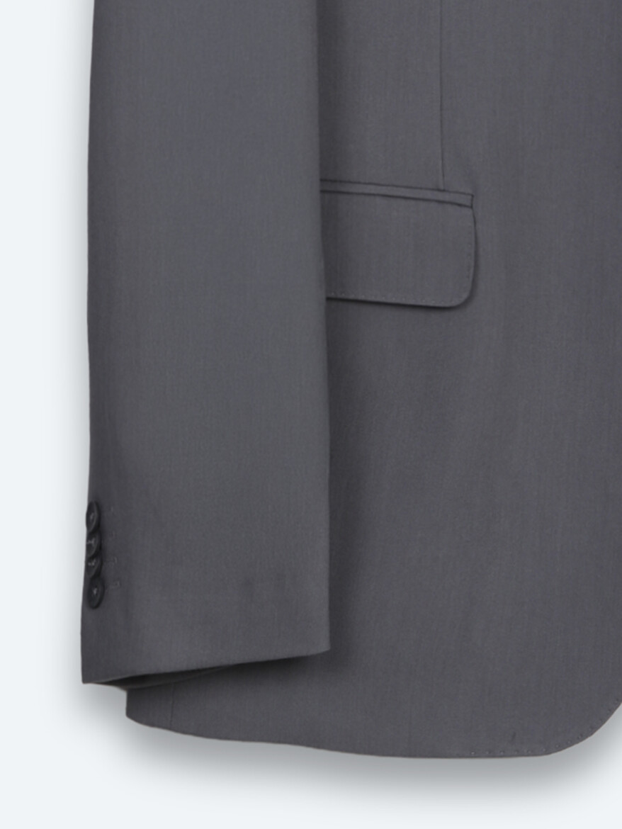 Gri Düz Modern Fit Takım Elbise - 9