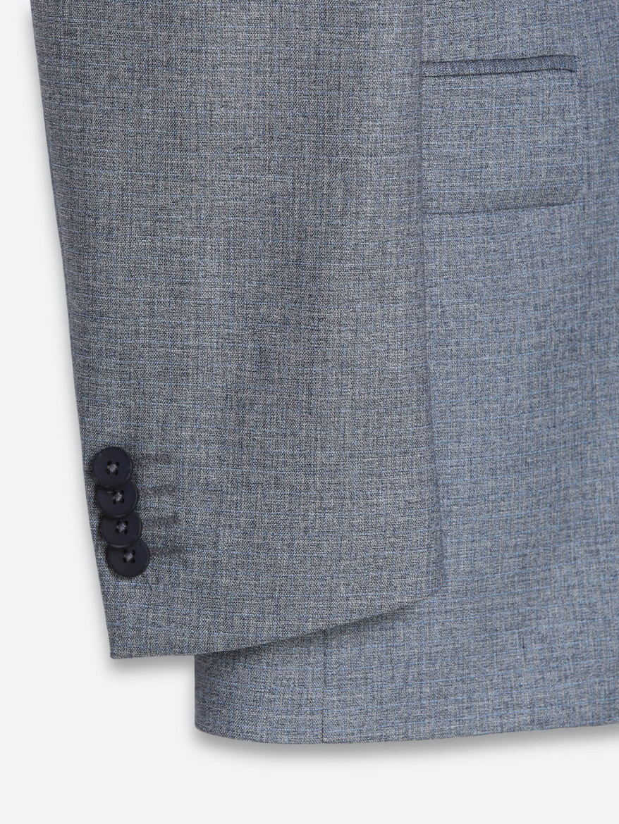 Gri Düz Modern Fit Takım Elbise - 9