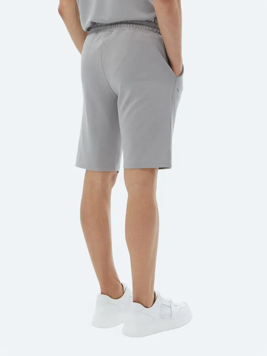Gri Düz Örme Jogging Fit Casual Bermuda - 5