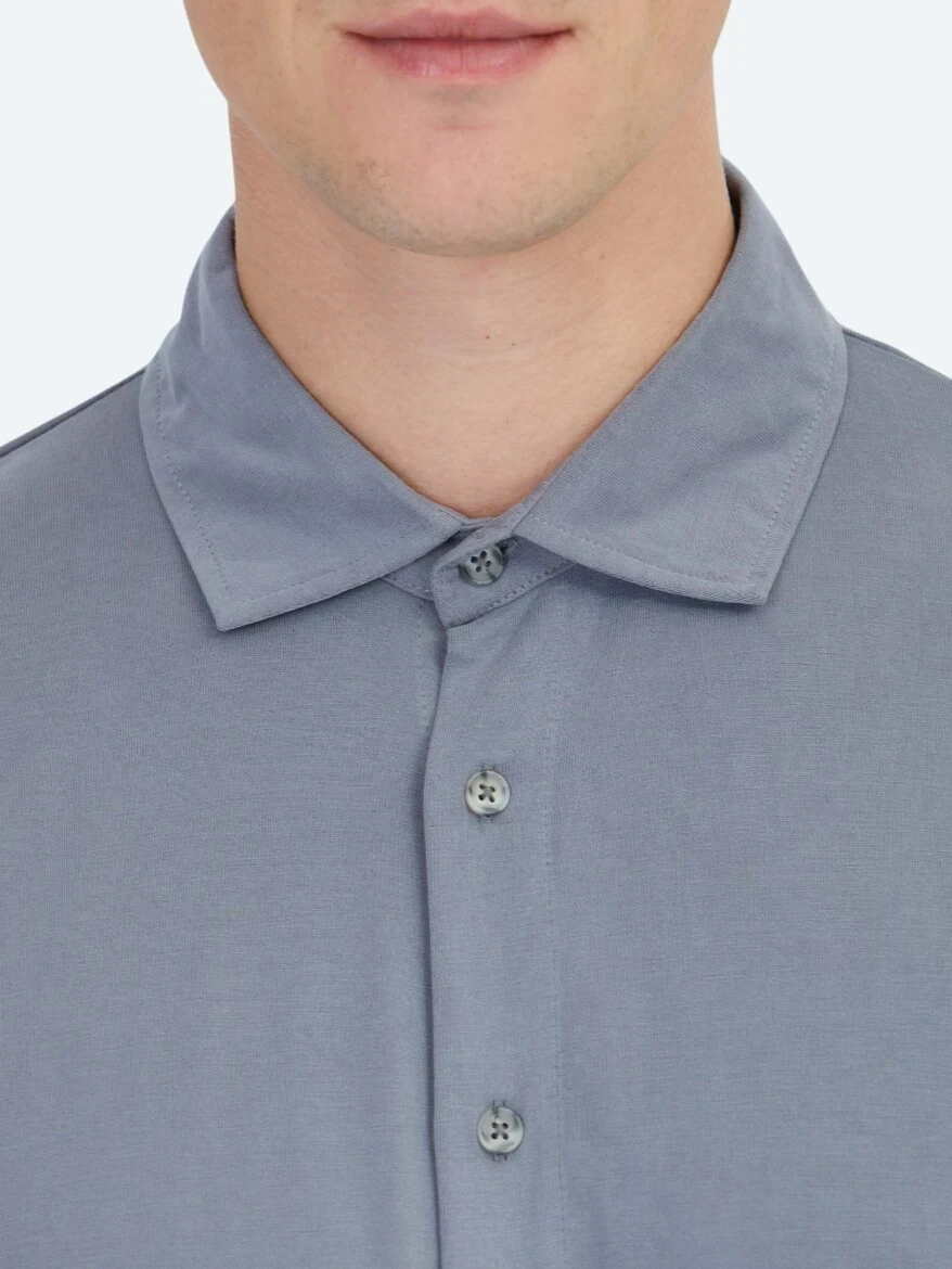 Gri Düz Regular Fit Casual Gömlek 