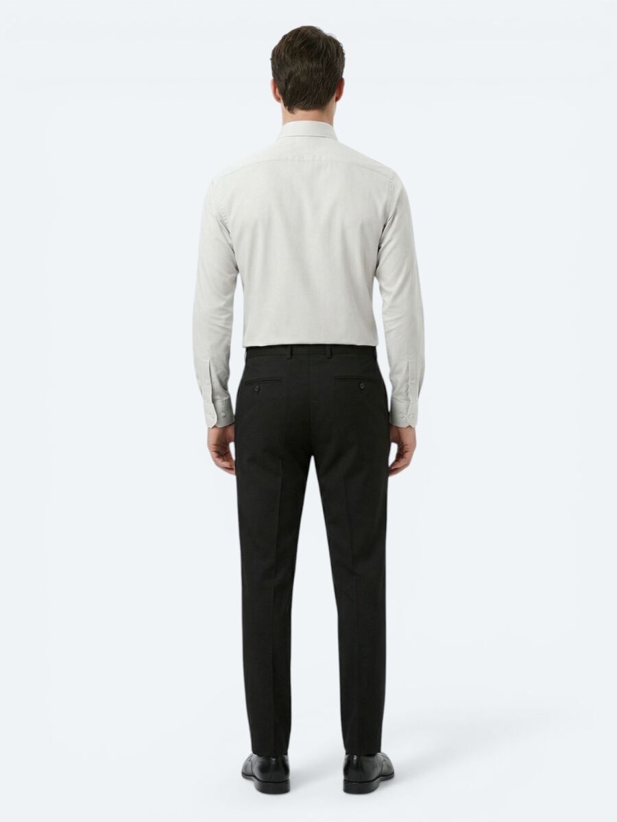 Gri Düz Regular Fit Uzun Dokuma Klasik %100 Pamuk Gömlek - 5