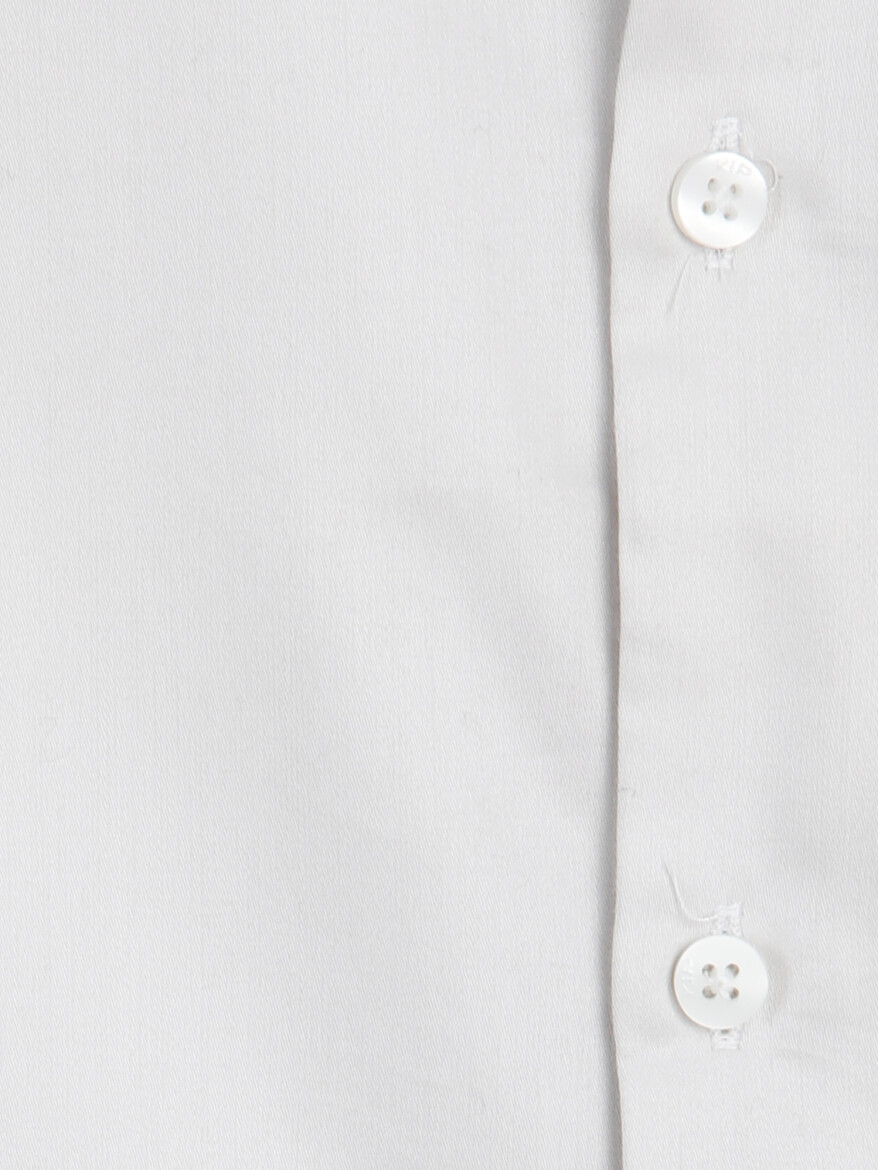 Gri Düz Slim Fit Uzun Dokuma Klasik %100 Pamuk Gömlek - 10