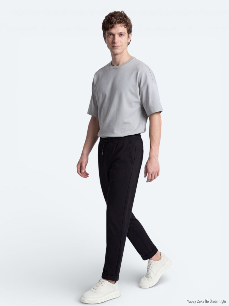 Gri Düz T-Shirt - 3