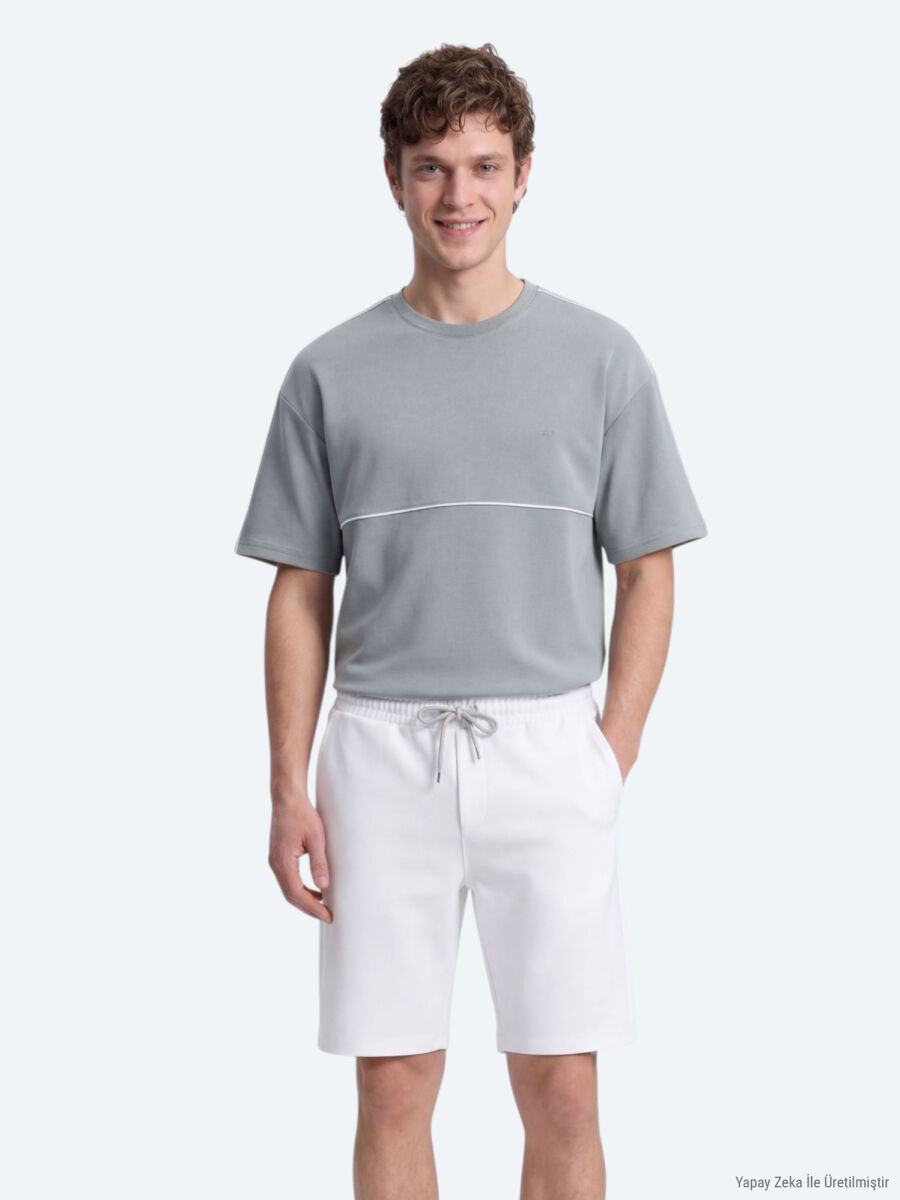 Gri Düz T-Shirt - 1