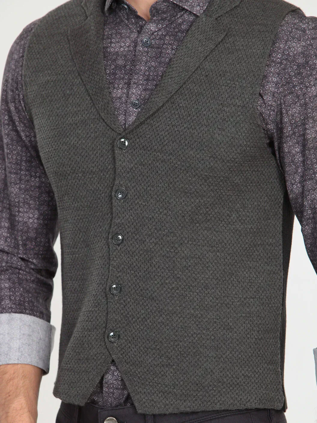 Gri Fitted Fit Casual Örme Triko Yelek - 4