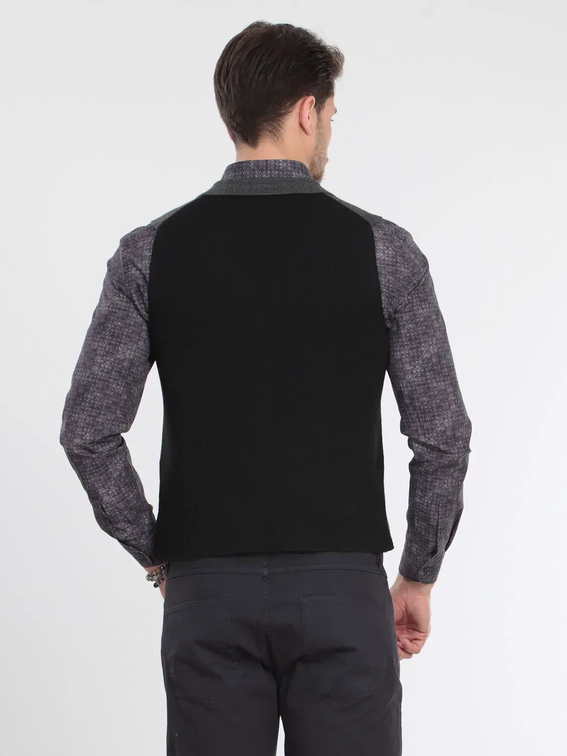 Gri Fitted Fit Casual Örme Triko Yelek - 5