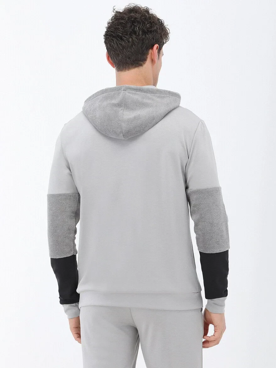 Gri Kapüşonlu Sweatshırt - 4