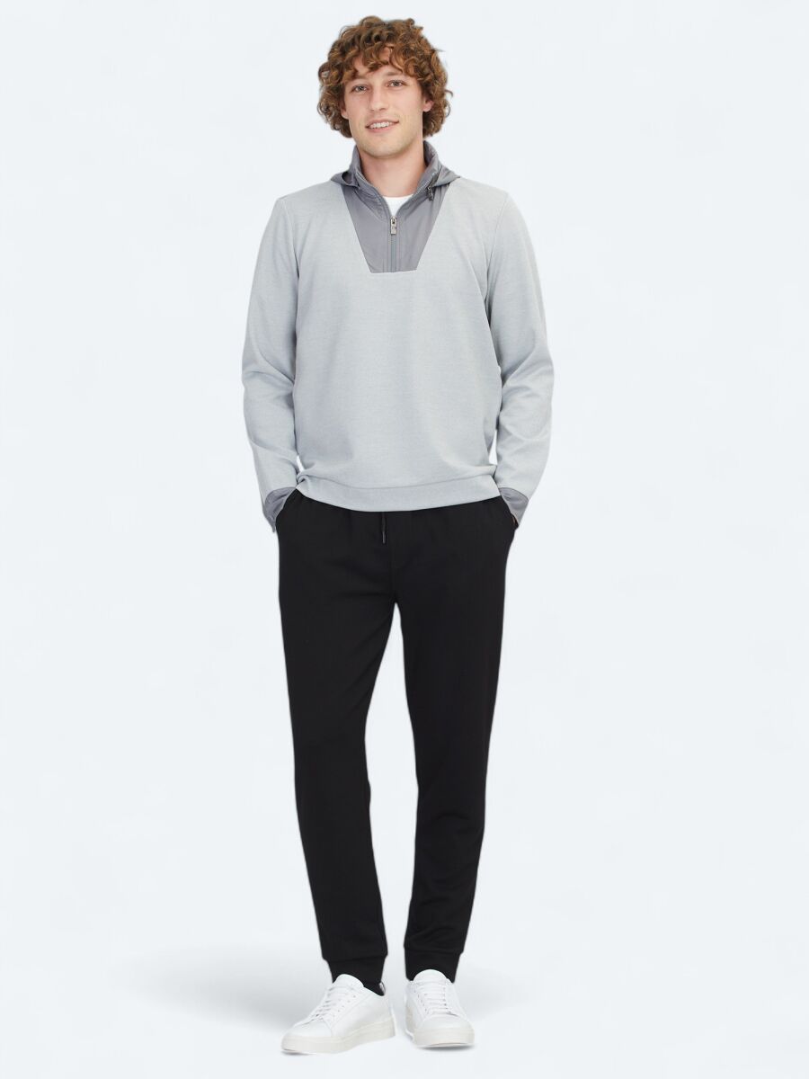 Gri Kapüşonlu Sweatshırt - 2