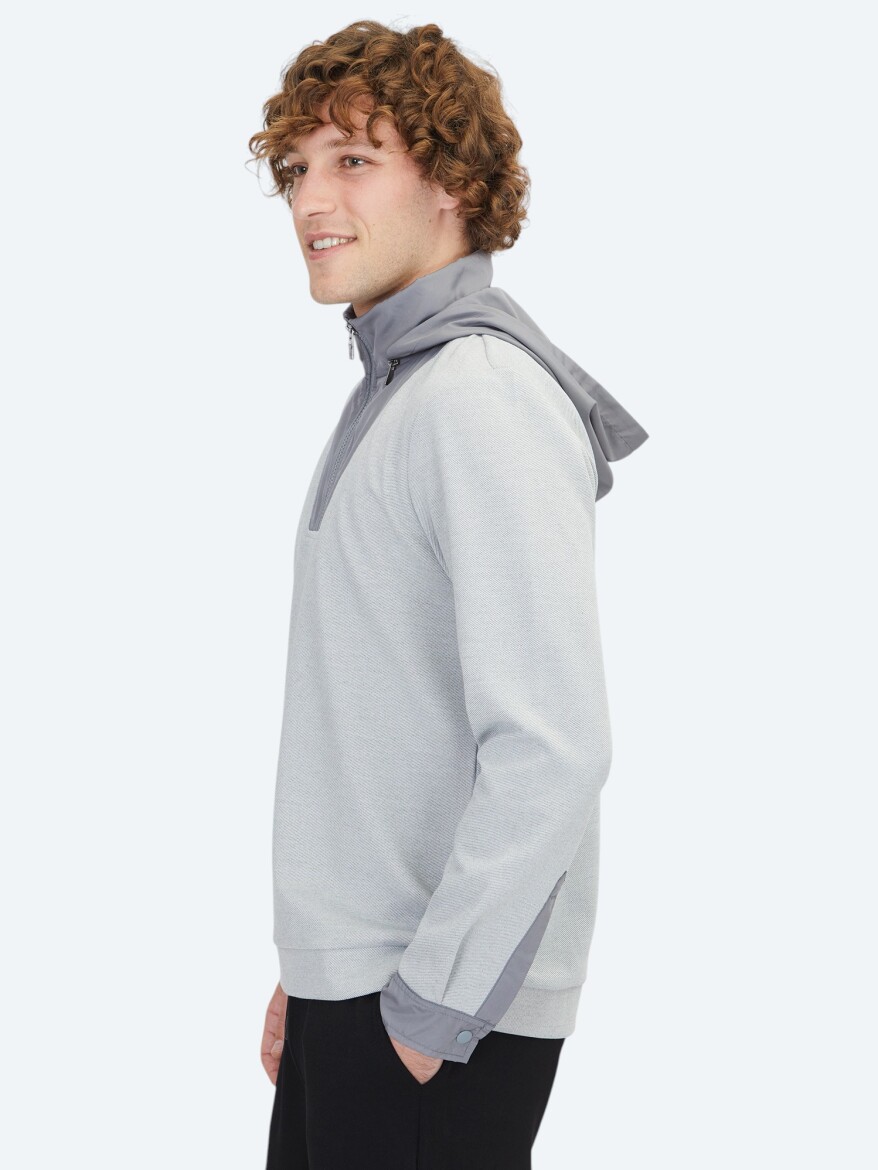 Gri Kapüşonlu Sweatshırt - 3