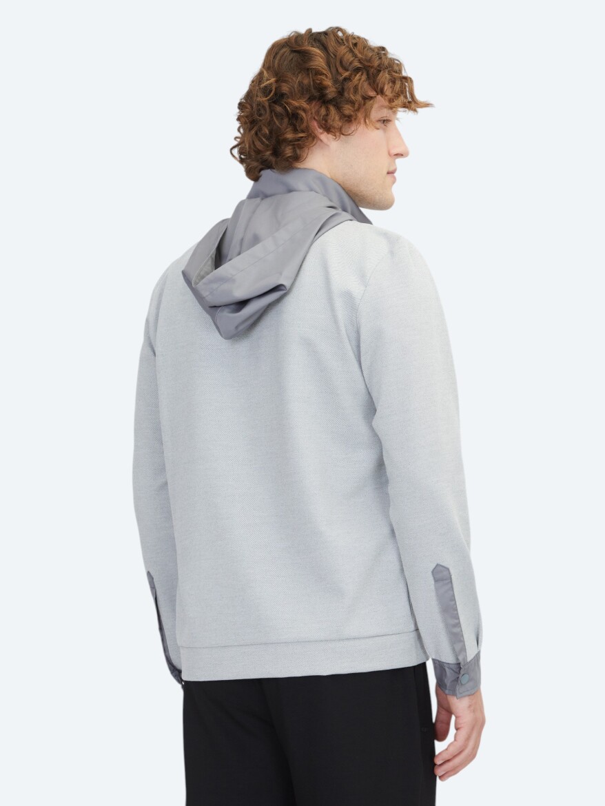 Gri Kapüşonlu Sweatshırt - 5