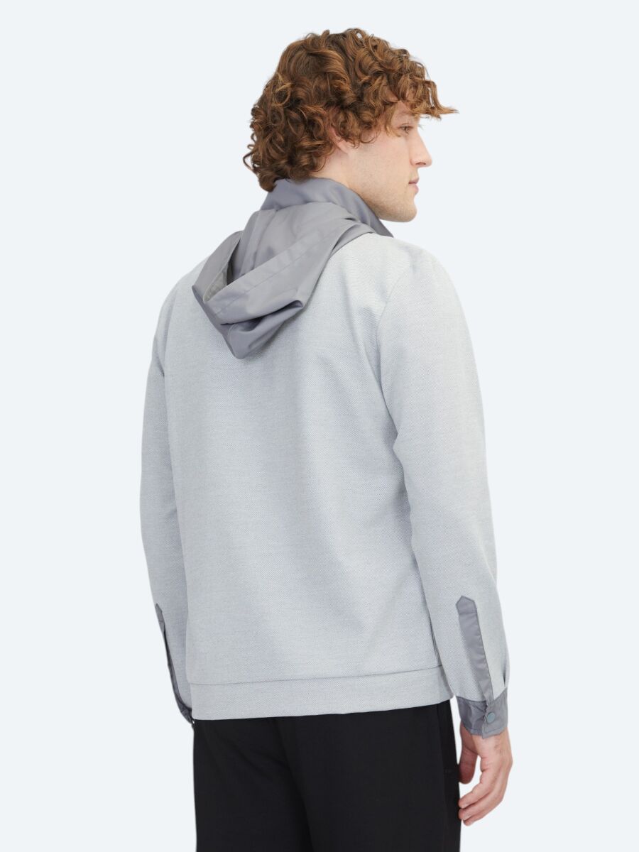 Gri Kapüşonlu Sweatshırt - 5