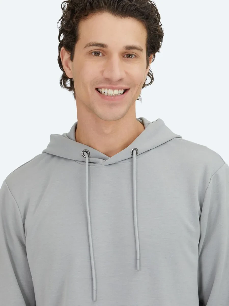 Gri Kapüşonlu Sweatshırt - 4