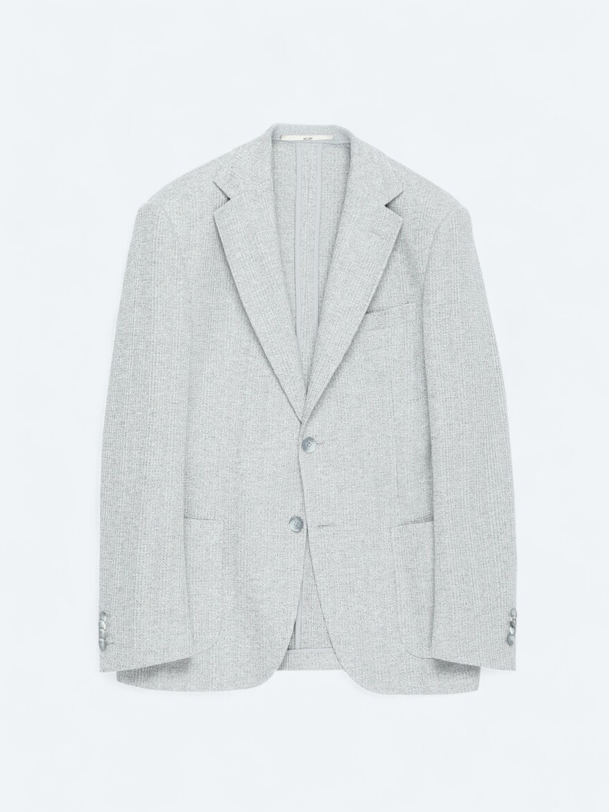 Gri Kareli Modern Fit Pamuk Karışımlı Örme Ceket - 7